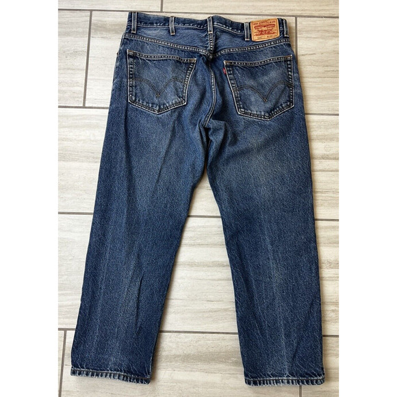 Levi's 505 Regular Fit 38x29 Blue Jeans 100% Cotton‎ Denim Heavy Casual Work Y2K - Picture 2 of 6